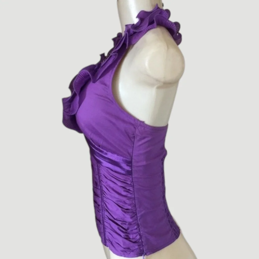 Y2k Purple Ruffle Halter Neck Top 💜 - Picture 4 of 8